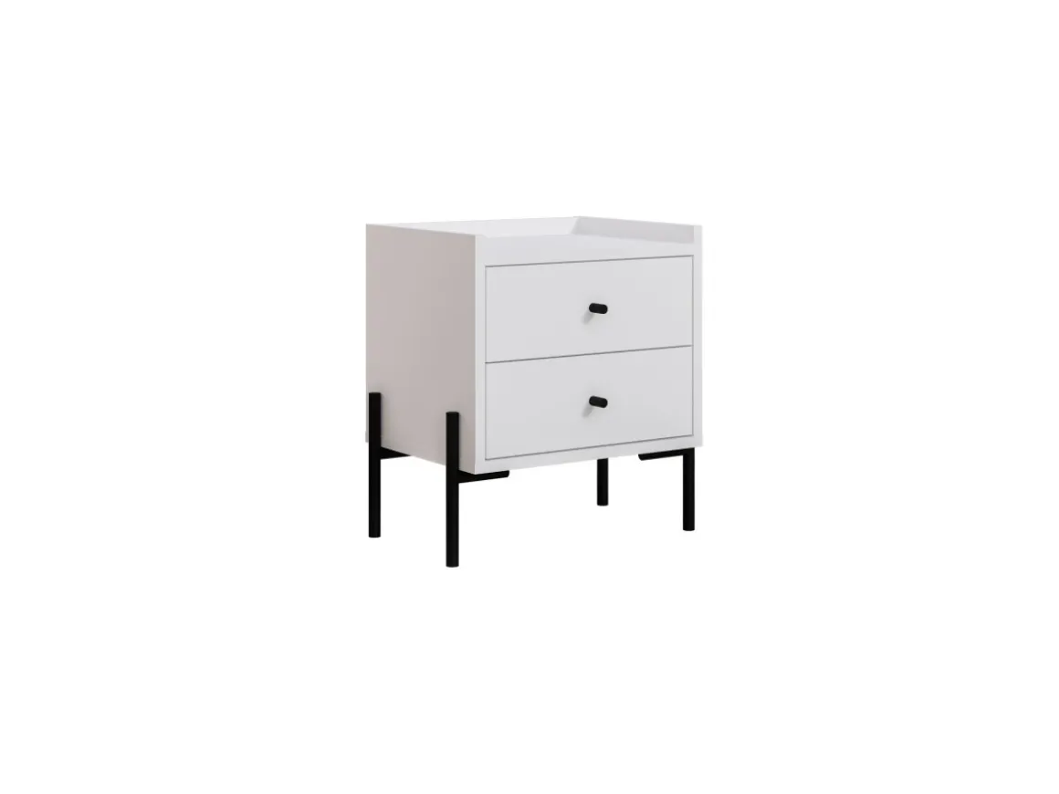 Table de chevet en bois "Malta" - 45 x 35 x 52 cm - Blanc