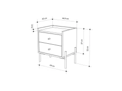 Table de chevet en bois "Malta" - 45 x 35 x 52 cm - Blanc