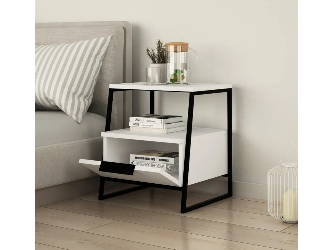 Table de chevet en bois "Pal" 45 x 40 x 50 cm - Blanc