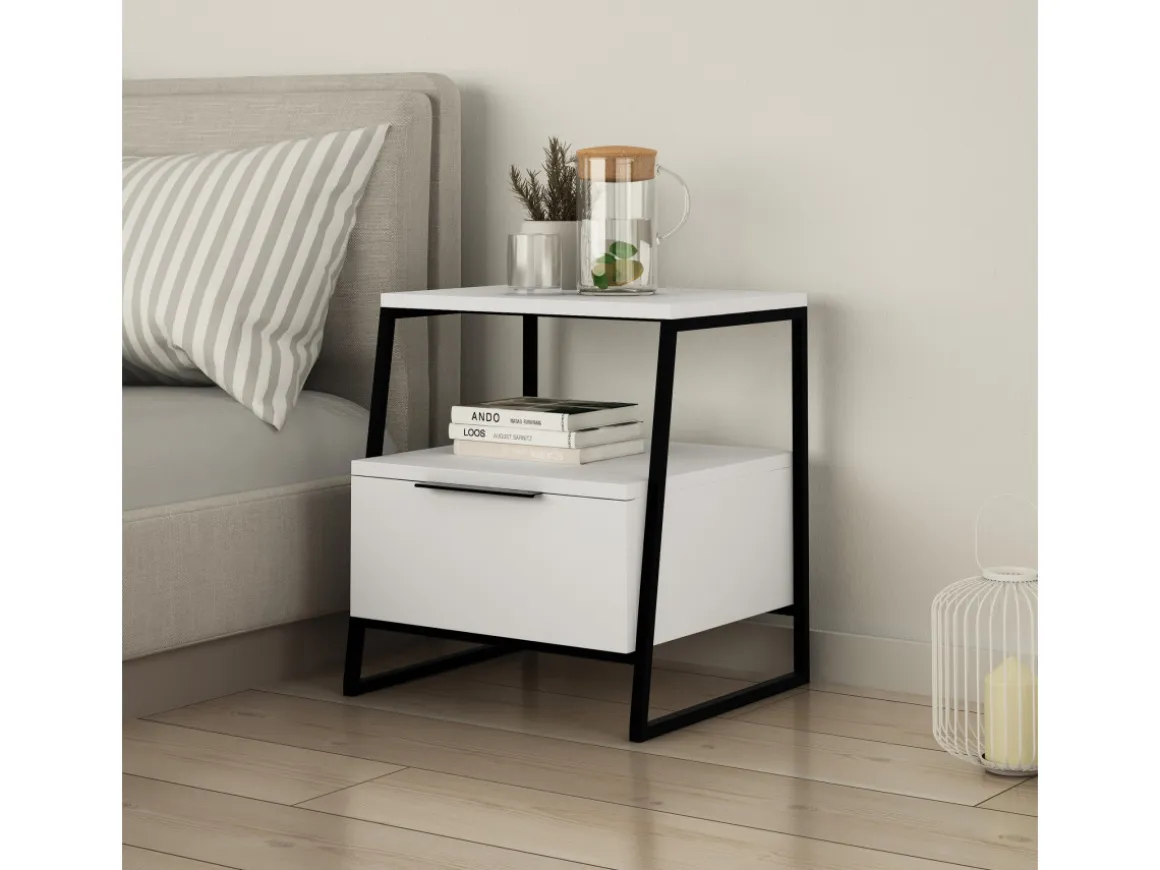 Table de chevet en bois "Pal" 45 x 40 x 50 cm - Blanc