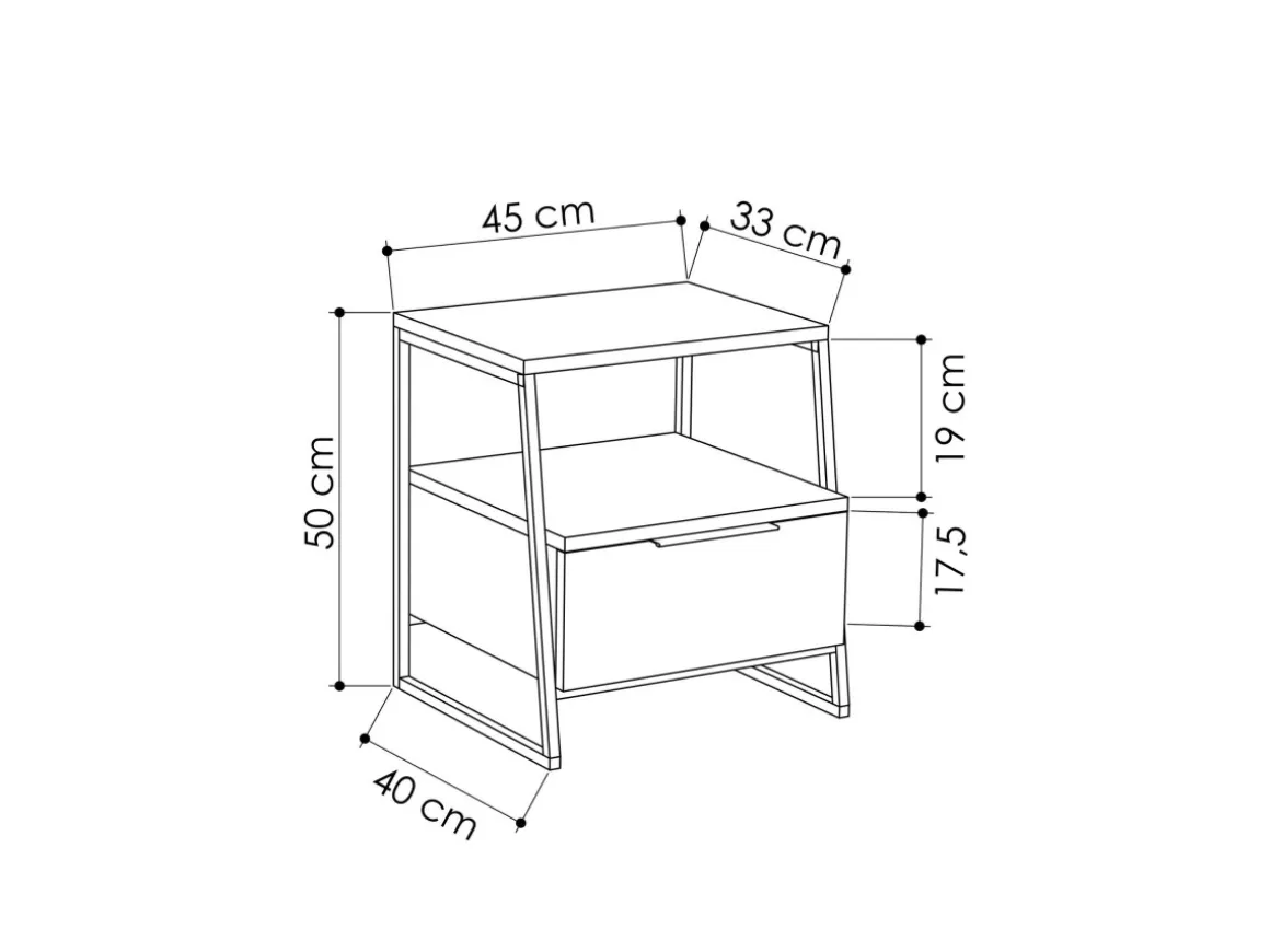 Table de chevet en bois "Pal" - 45 x 40 x 50 cm - Gris anthracite