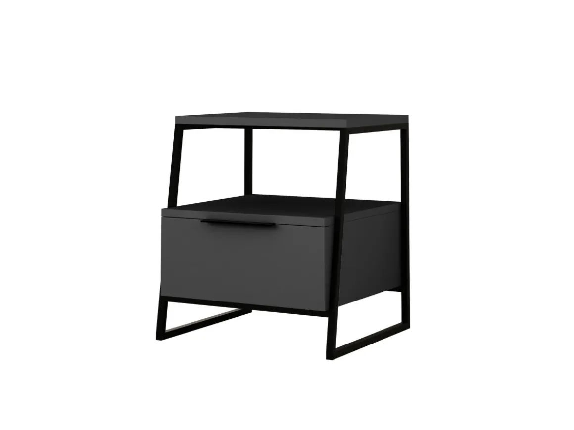 Table de chevet en bois "Pal" - 45 x 40 x 50 cm - Gris anthracite