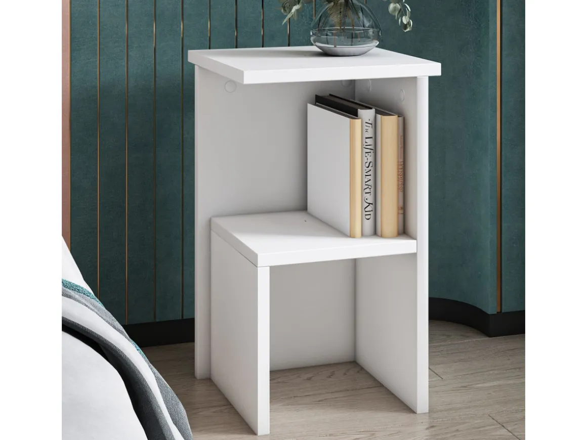 Table de chevet en bois "Roisin" - 30 x 30 x 50 cm - Blanc