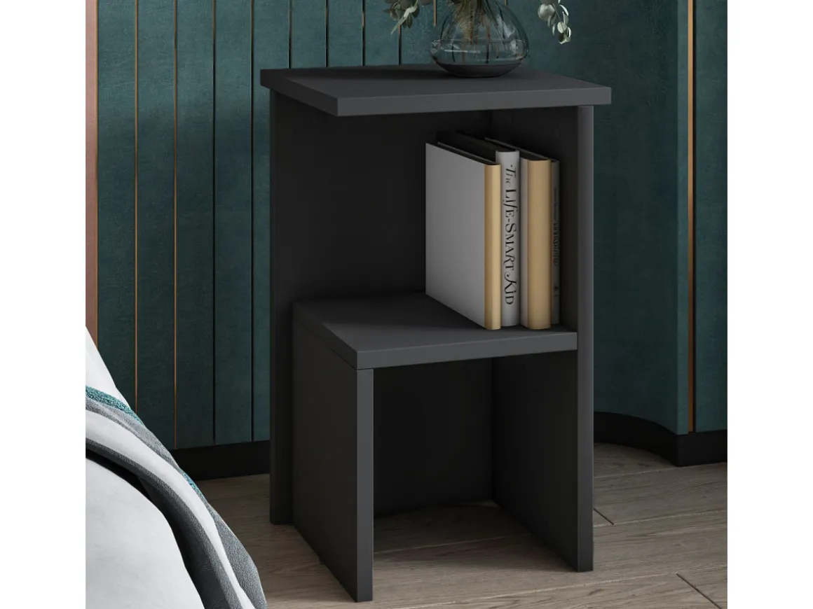 Table de chevet en bois "Roisin" - 30 x 30 x 50 cm - Gris anthracite