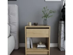 Table de chevet en bois "Sheridan" - 45 x 40 x 53 cm - Beige