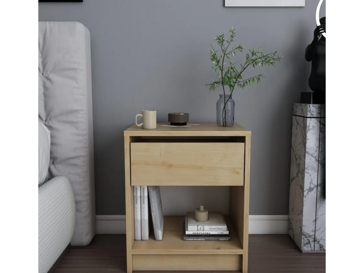 Table de chevet en bois "Sheridan" - 45 x 40 x 53 cm - Beige