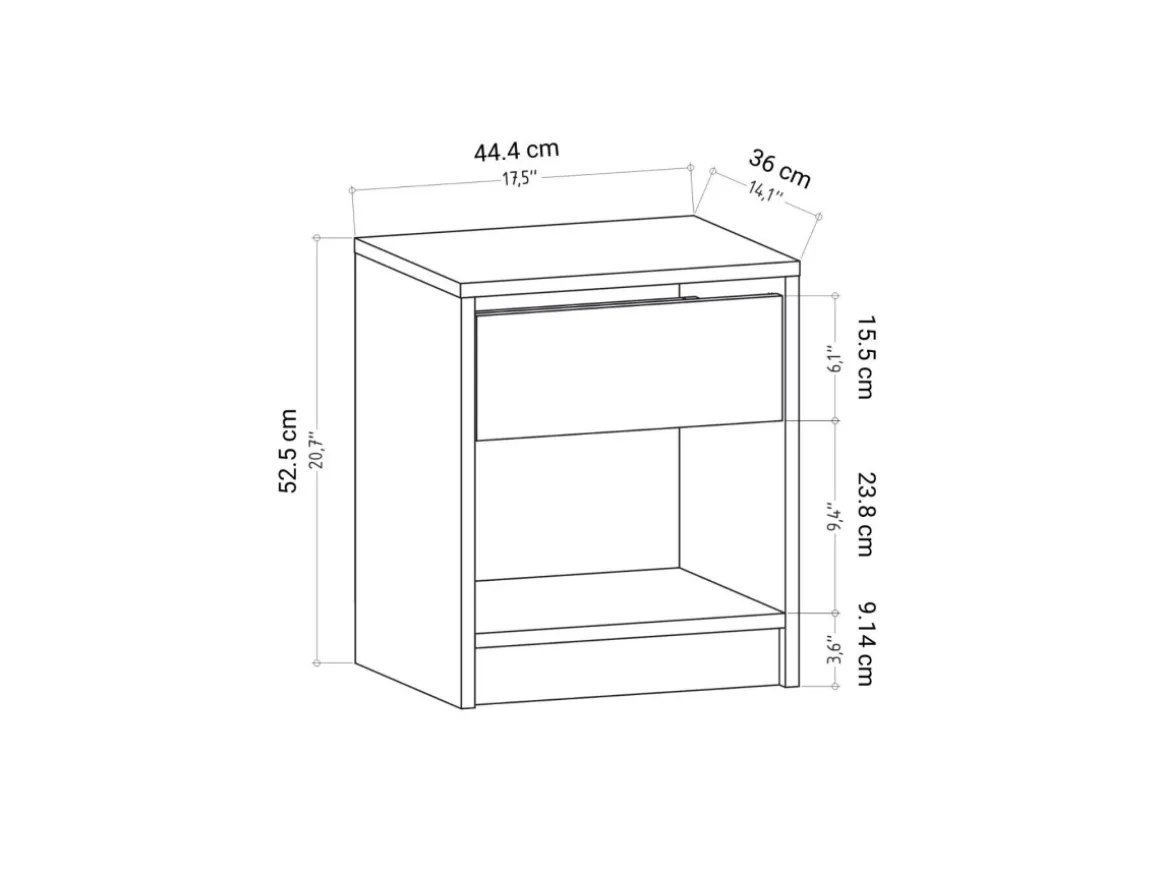 Table de chevet en bois "Sheridan" - 45 x 40 x 53 cm - Beige