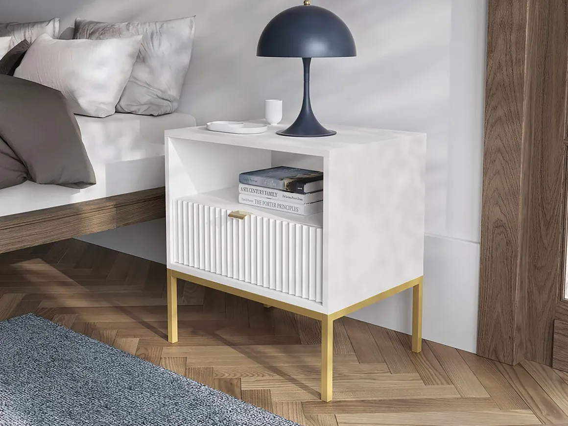Table de chevet en bois "Tunis" - Blanche
