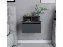 Table de chevet murale en bois "Alice" - 40 x 32 x 35 cm - Gris anthracite
