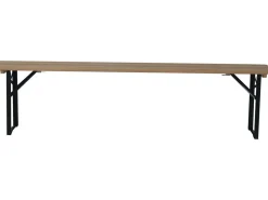 Table de jardin brasserie pliante avec 2 bancs " Lisbonne " - 176 x 46 x 75 cm - Marron