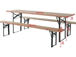 Table de jardin brasserie pliante avec 2 bancs 