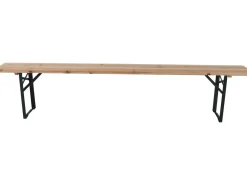 Table de jardin brasserie pliante avec 2 bancs " Lisbonne " - 218 x 59,5 x 75 cm - Marron