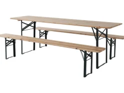 Table de jardin brasserie pliante avec 2 bancs 