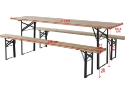 Table de jardin brasserie pliante avec 2 bancs 