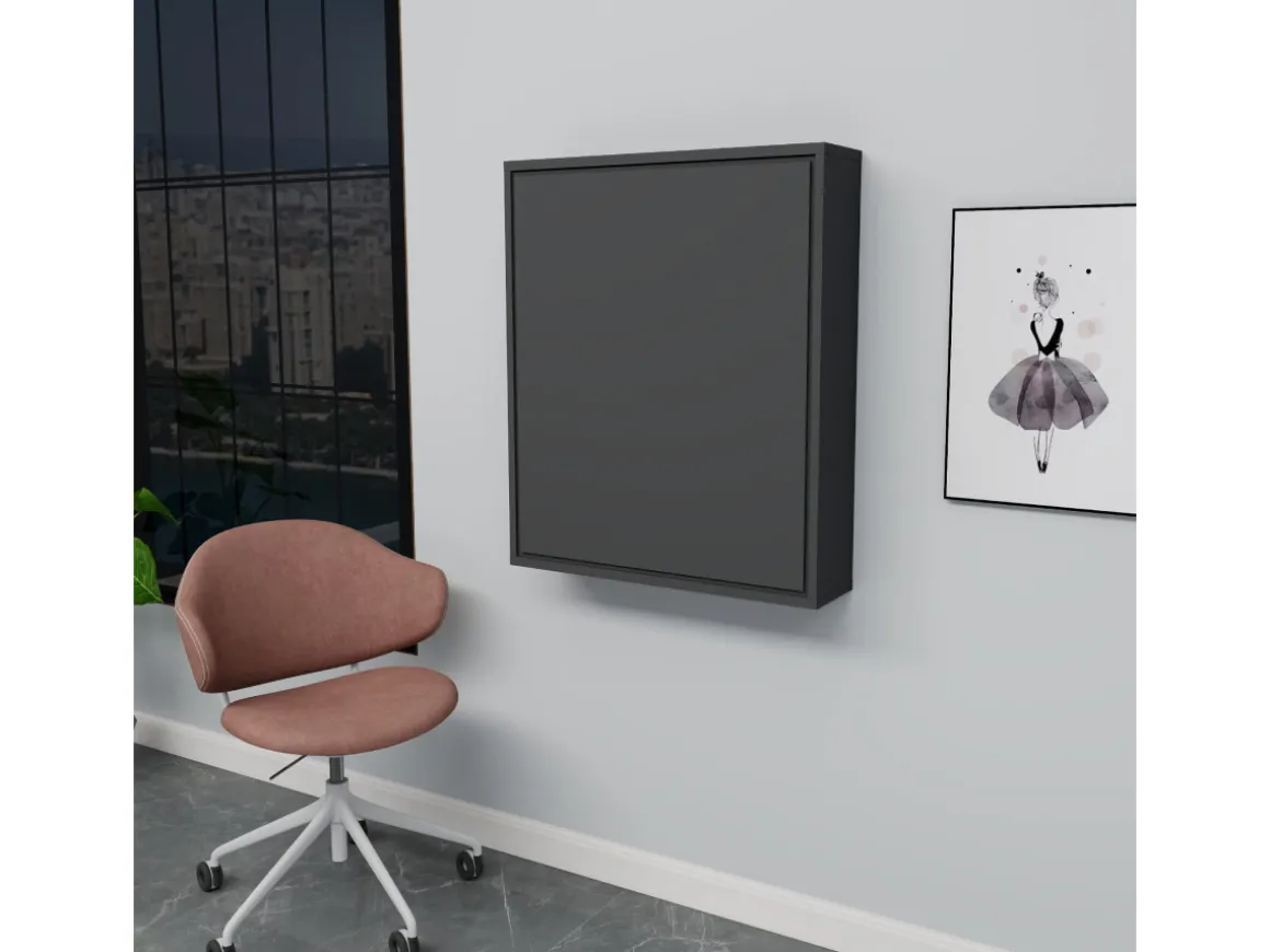 Table de maquillage en bois "Sedir" - 90 x 59 x 74 cm - Gris anthracite