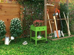 Table de rempotage métal "Laurier" - 55 x 55 x 80 cm - Vert