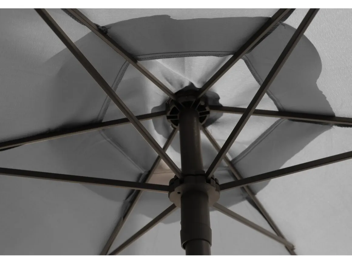 Table et chaises de jardin avec parasol en métal "Convivia" - 6 places - Gris clair