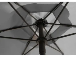 Table et chaises de jardin avec parasol en métal "Convivia" - 4 places - Gris clair