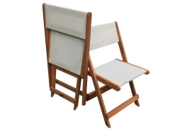 Table et chaises de jardin en bois exotique "Séoul" - 1 Table + 6 chaises - Maple - Beige