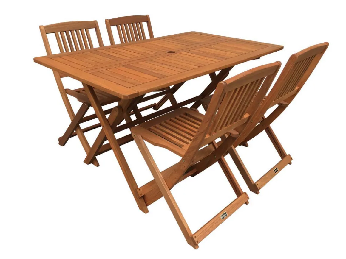 Table et chaises de jardin en bois exotique "Hongkong 4" - Maple - Marron clair