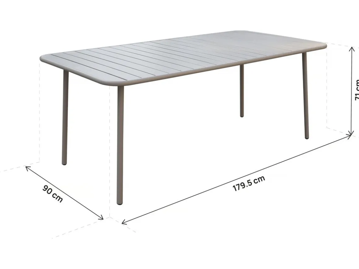 Table et chaises de jardin en métal "Bilbao" - 8 places - Taupe