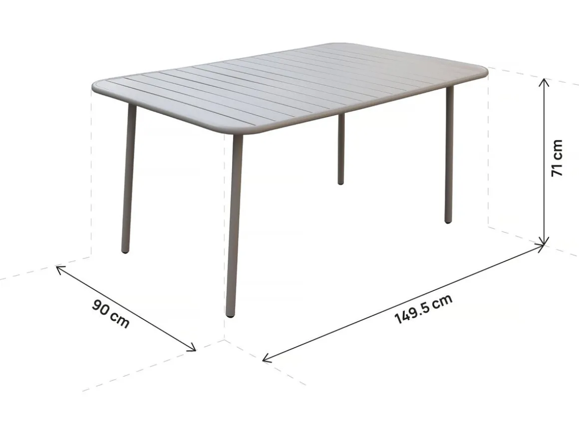 Table et chaises de jardin en métal "Bilbao" - 6 places - Taupe