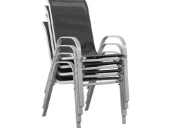 Table et chaises de jardin en textilène "Cordoba XL 180" - Phoenix - 8 places - Gris foncé
