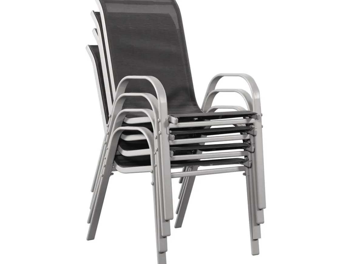 Table et chaises de jardin en textilène "Cordoba XL 180" - Phoenix - 8 places - Gris foncé