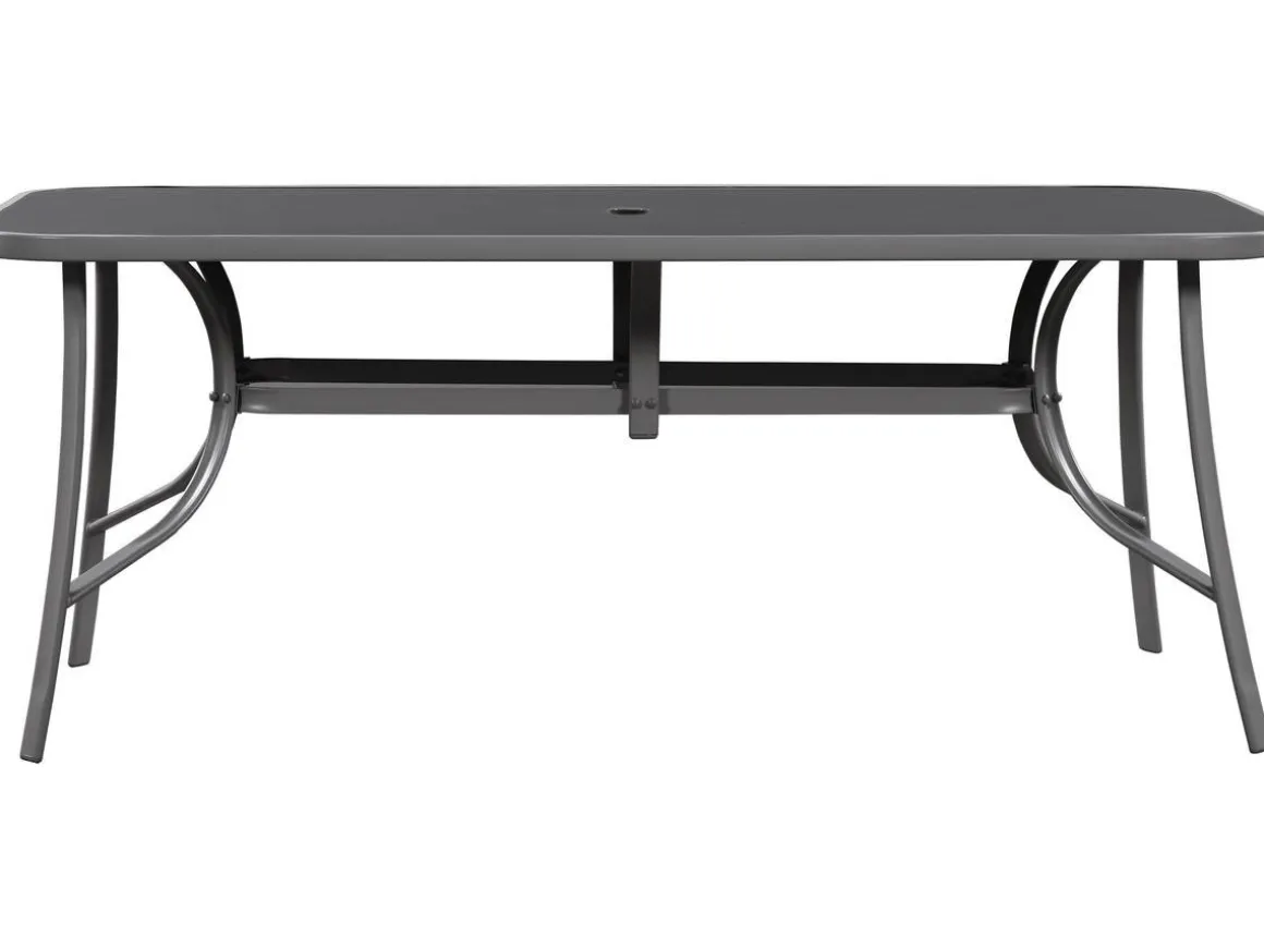 Table et chaises de jardin en textilène "Cordoba XL 180" - Phoenix - 8 places - Gris foncé