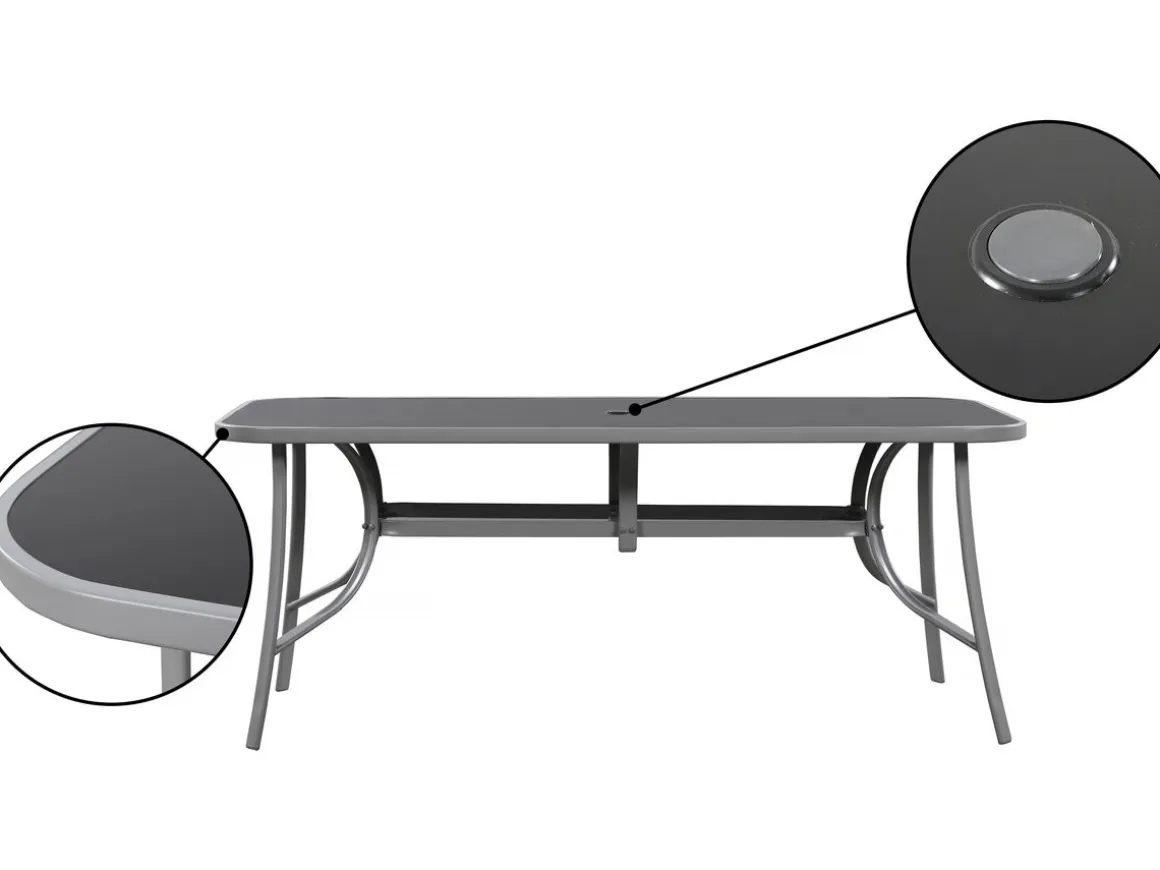 Table et chaises de jardin en textilène "Cordoba XL 180" - 8 places - Gris
