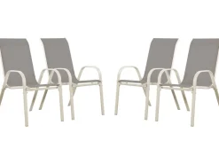 Table et chaises de jardin en textilène "Cordoba XL 180" - Phoenix - 8 places - Gris
