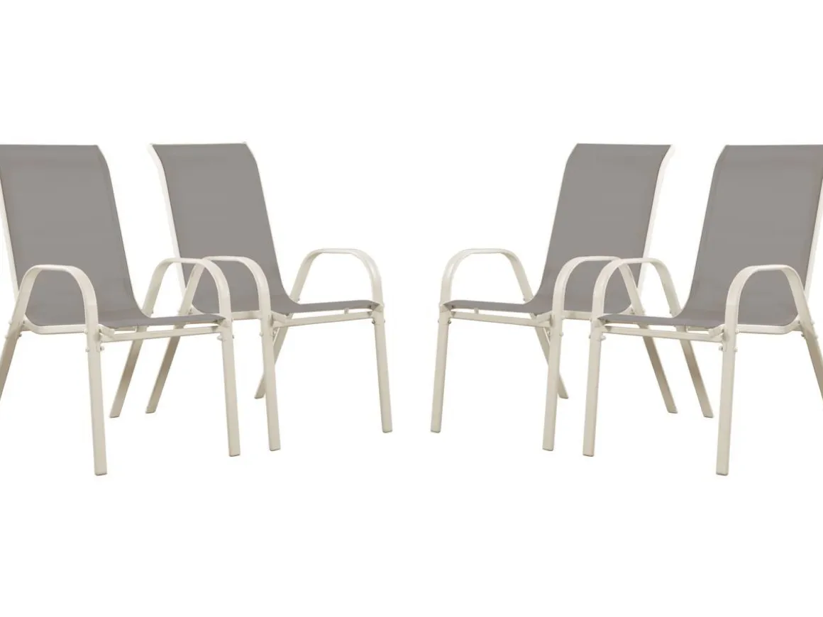 Table et chaises de jardin en textilène "Cordoba XL 180" - Phoenix - 8 places - Gris