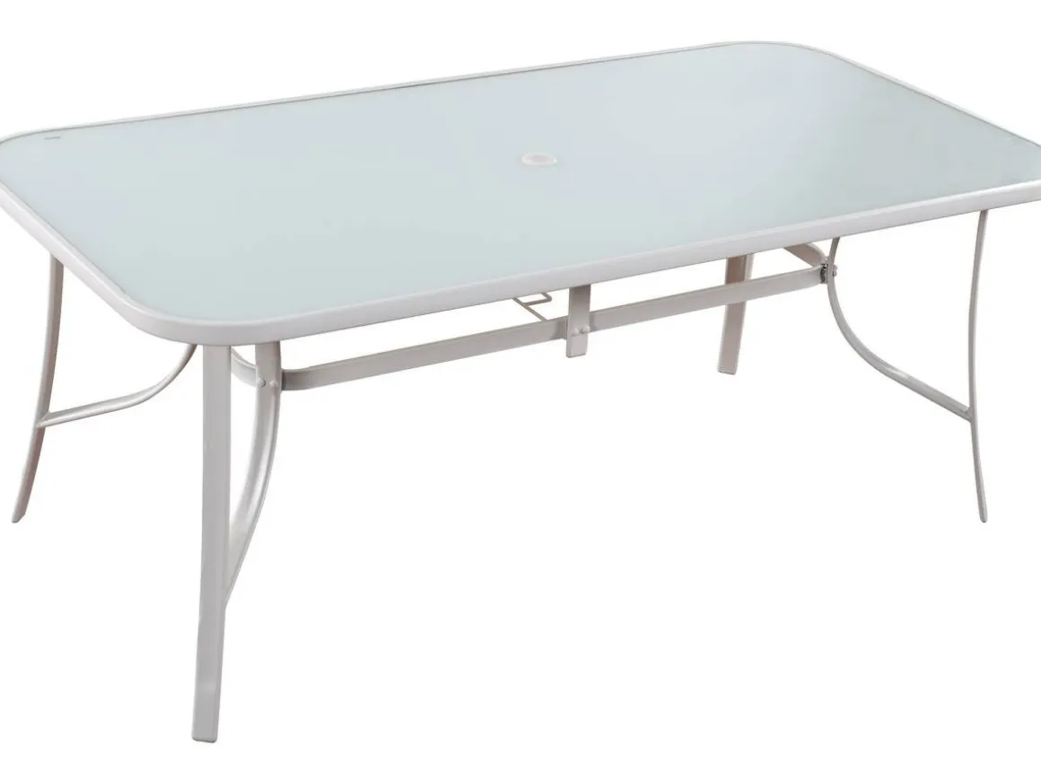 Table et chaises de jardin en textilène "Cordoba XL 180"- Phoenix - 8 places - Ecru