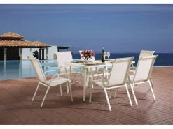 Table et chaises de jardin en textilène 