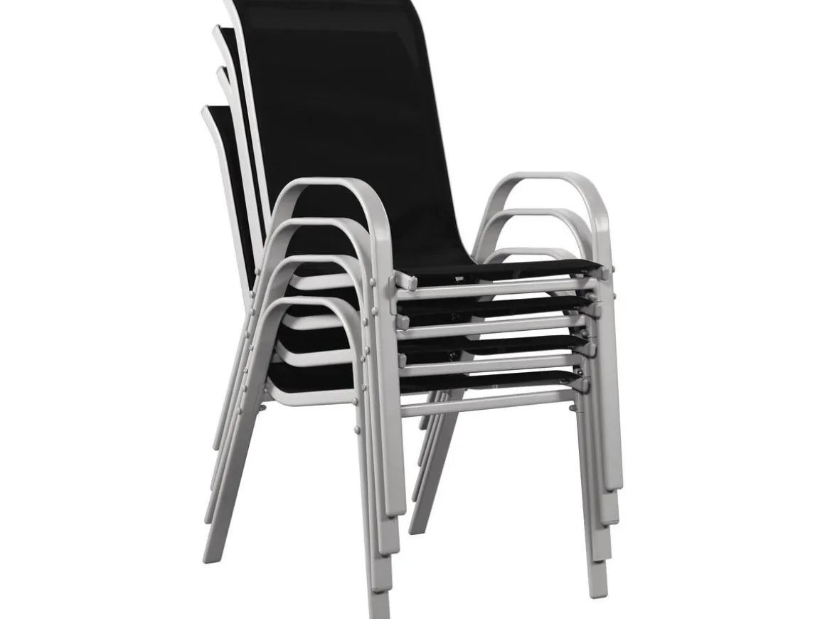 Table et chaises de jardin en textilène "Cordoba XL 180" - Phoenix - 8 places - Noir