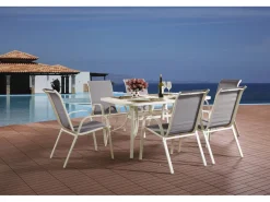 Table et chaises de jardin en textilène "Cordoba" - Phoenix - 6  places - Gris