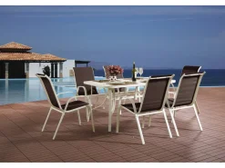 Table et chaises de jardin en textilène "Cordoba" - Phoenix -  6 places - Taupe