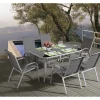 Table et chaises de jardin en textilène "cordoba + Porto" 6 personnes gris clair