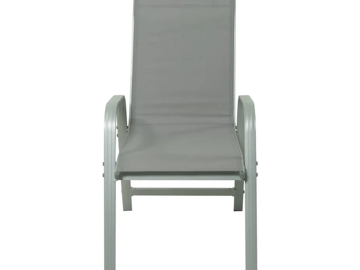 Table et chaises de jardin en textilène "cordoba + Porto" 6 personnes gris clair