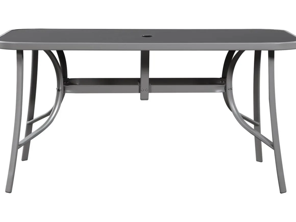 Table et chaises de jardin en textilène "cordoba + Porto" 6 personnes gris clair