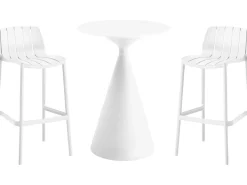 Table et chaises hautes de bistrot empilables 