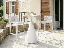 Table et chaises hautes de bistrot empilables "Néora" - 2 places - Blanc