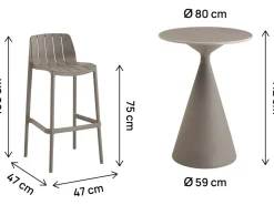 Table et chaises hautes de bistrot empilables 