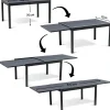 Table extensible et chaises de jardin en aluminium "Lagos" - 200/320 x 105 x 76 cm - 10 places - Gris foncé