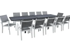 Table extensible et chaises de jardin en aluminium 