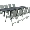 Table extensible et chaises de jardin en aluminium "Lagos" - 200/320 x 105 x 76 cm - 10 chaises - Gris clair