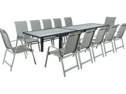 Table extensible et chaises de jardin en aluminium 