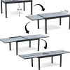 Table extensible et chaises de jardin en aluminium "Lagos" - 140/280 x 90 x 76 cm - 10 places - Gris clair