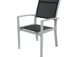 Table extensible et chaises de jardin en aluminium "Lagos" - 200/320 x 105 x 76 cm - 10 chaises - Noir