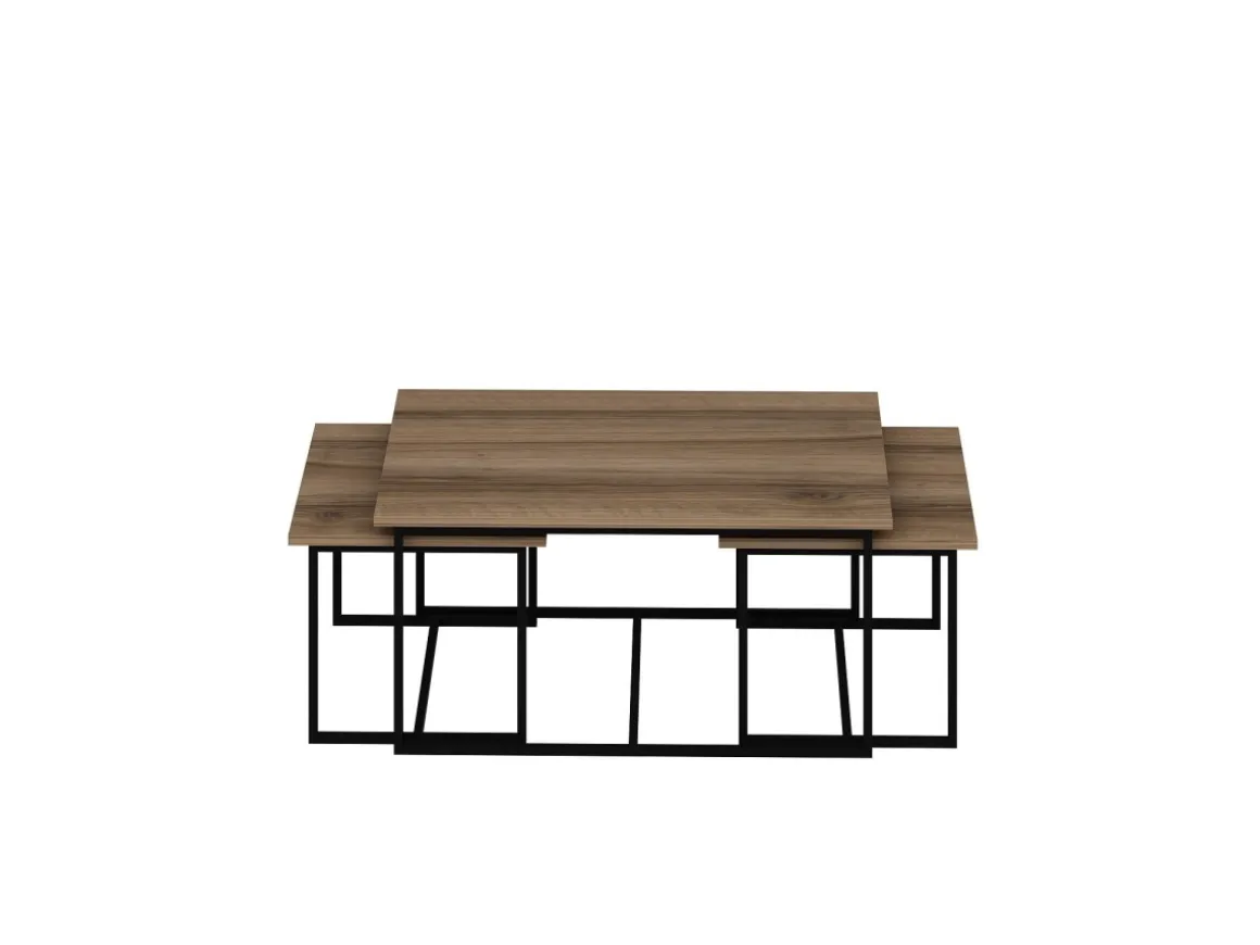 Table gigogne (3 pièces) en bois "Levada" - 90 x 60 x 42 cm - Noyer